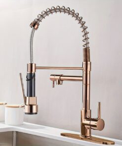 Luxury Brushed Gold Dual-Function Kitchen Faucet,SOQO