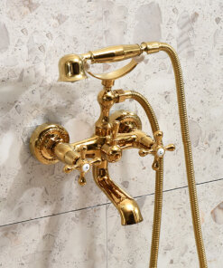 Luxury Dual Handle Wall-Mounted Bathtub Faucet Set with Handheld Shower,SOQO